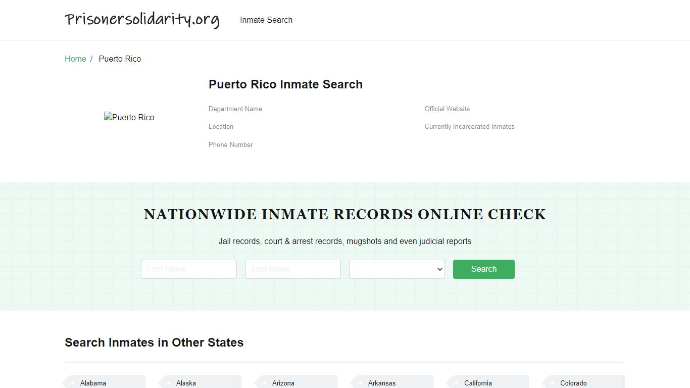 Puerto Rico Inmate Search – %authority% Offender Lookup