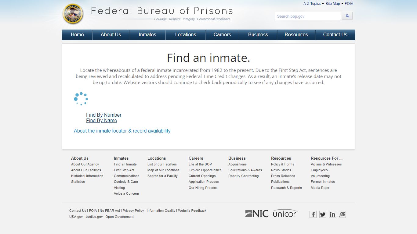 Inmate Locator - Federal Bureau of Prisons